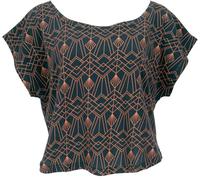 GURU SHOP T-shirt large pour femme avec imprimé psychédélique en coton, Noir , 40