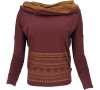 GURU SHOP T-shirt long décontracté en coton biologique, t-shirt à capuche pour femme, pull, manches longues et sweatshirts Vêtements alternatifs, Rumrasin, 44