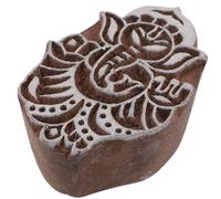 GURU SHOP Tampon textile indien, tampon d'impression en bois, tampon d'impression bleu, modèle d'impression - 5 x 7 cm 2,5 x 7 cm Ganesha 2