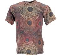 GURU SHOP Tibet & Bouddhist Art T-shirt Fusion Mandala Stonewash en coton pour homme, Gris anthracite/orange, L