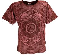 GURU SHOP Tibet & Bouddhist Art T-shirt OM Mandala Stonewash pour homme, rouge bordeaux, XXL