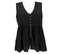 GURU SHOP Top Boho Chic Brodé Femme Synthétique, Noir , 42