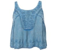 GURU SHOP Top brodé Boho Chic Court Ample d'été Femme Synthétique, bleu, 38