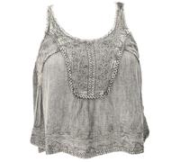 GURU SHOP Top brodé Boho Chic Court Ample d'été Femme Synthétique, gris, 38