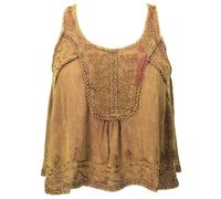 GURU SHOP Top brodé Boho Chic Court Ample d'été Femme Synthétique, marron, 38