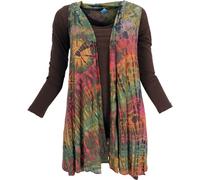 GURU SHOP Tunique batik unique, cardigan, tunique d'été, pour femme, rouge, synthétique, taille : 42, olive, 44