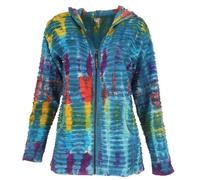 GURU SHOP Veste batik multicolore, pour femme, en coton, bleu, 42