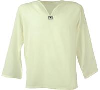Guru-Shop Yoga Chemise, Goa Chemise Blanc Naturel/Lobélie rhemden