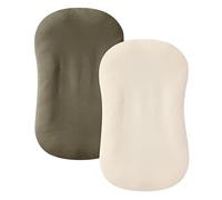 guruixu Lot de 2 housses de chaise longue en mousseline 100 % coton, douces et respirantes, compatibles avec chaise longue Snuggle Me (olive foncé, crème)