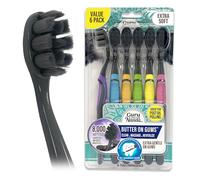 GuruNanda Butter On Gums Lot de 6 brosses à dents au charbon avec plus de 8 000 poils Softex, poils extra doux pour les gencives sensibles et reculées, parfaites pour les dents plus blanches
