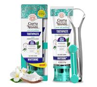 GuruNanda Dentifrice hydroxyapatite, sans SLS et sans fluorure, dentifrice blanchissant avec gratte-langue et presse-langue - Rafraîchit l'haleine, combat la plaque dentaire - Natural CocoMint Jasmin