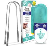 GuruNanda Gratte-langue en acier inoxydable, design ergonomique en forme de U, combat la mauvaise haleine, idéal pour l'hygiène buccale, 100% acier inoxydable de qualité médicale - Lot de 2