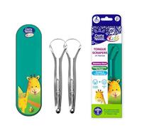 GuruNanda Gratte-langue pour enfants (lot de 2) avec étui de voyage, 100% acier inoxydable de qualité médicale pour une langue plus propre et une haleine fraîche, nettoyeur de langue pratique pour un