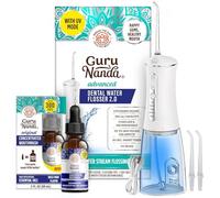 GuruNanda Hydropulseur avancé 2.0 avec mode UV et bain de bouche concentré - Haleine fraîche et élimination complète de la plaque dentaire pour un sourire plus lumineux