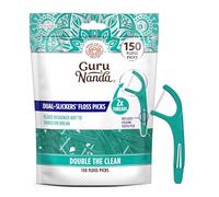 GuruNanda Lot de 150 médiators à double fil Dyneema avec cure-dents inclinés pour un retrait efficace de la plaque dentaire - Recommandé par les dentistes, pour adultes et enfants - Sans saveur