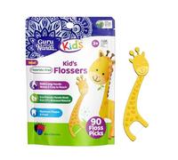 GuruNanda Lot de 90 médiators pour fil dentaire pour enfants, en forme de girafe, sans fluor, antidérapants et résistants à la déchirure, poignée respectueuse de l'environnement et saveur de baie