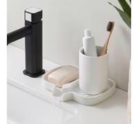 Gurwen Porte Savon Silicone À Double Cavité, Auto-drainants, Blanc | Repose Savon Douche avec Ventouse, Porte Savons Convient pour La Salle de Bains, Cuisine, Baignoire