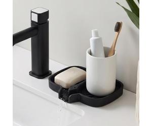 Gurwen Porte Savon Silicone À Double Cavité, Auto-drainants, Noir | Repose Savon Douche avec Ventouse, Porte Savons Convient pour La Salle de Bains, Cuisine, Baignoire