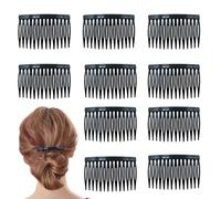 Gurxi 10 Pièces cheveux dent large chignon Peigne magique Broche cheveux Peigne chignon Comb clip Plastique Français à Cheveux Décoratif Vintage pour Filles Femmes (Noir)