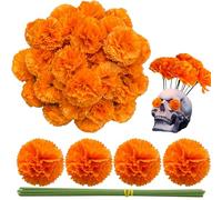 Gusaloo Lot de 100 fleurs artificielles de souci pour loisirs créatifs, décoration Halloween, fêtes mexicaines, fête de mariage, Diwali (orange)