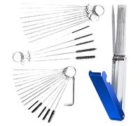 Gusengo Kit d'Nettoyage Jet saleté carburateur en Carbone | 10 + 12 + 5 Fils Nettoyage Aiguilles avec brosses, Lot 3 brosses Nettoyage pour Soudeur carb tronçonneuse