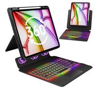 GUSGU SplitFolio Étui amovible pour iPad Pro 13" (M4) 2024 avec clavier, béquille, rotation à 360° et étui de protection avec soulèvement vers le bas, prend en charge les gestes natifs, noir