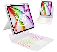 GUSGU SplitFolio Étui de protection amovible pour iPad Air 11" (M3/M2,2025/2024), iPad Air 5e/4ème 11" avec béquille, rotation à 360°, coque de protection avec soulèvement vers le bas, blanc