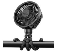GUSGU Ventilateur de Poussette avec Clip pour Bébé, Trépied Flexible et Batterie Rechargeable, Petit Ventilateur Personnel, Mini Ventilateur Portable pour Voyage, Usage Manuel, Voiture (Noir)
