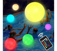 GUSHE Ballon de Plage Lumineux à Lumière LED 16 Couleurs, Boule d'eau Gonflable avec Télécommande, Piscine Flottante, Jouets pour Enfants, Boules LED pour Plage et Party