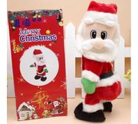 GUSHE Dancing Santa Claus with Music, Twerking Père Noël Musical, Père Noël Secouant Les Hanches, Poupée en Peluche Animée de Noël Chantant des Chansons en Anglais, Jouets de Noël pour Enfants
