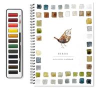 GUSHE Watercolor Workbooks, Aquarelle Adulte, Carnet de Voyage Aquarelle, Cahier d'Exercices d'Aquarelle, 12 Couleurs Set de Peinture à l'Aquarelle avec Pinceau (Oiseau)