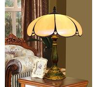 GUSICA Lampe de Chevet Style Tiffany, Lampe de Table Style Tiffany 12 Pouces avec Interrupteur, Abat Jour en Verre Lampe de Bureau Tiffany, Abat-Jour Vitrail Faitmain à La Main, E27
