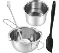 Gusmigus Lot de 4 Pots de Fusion de Bougies et Chocolat en Acier Inoxydable | 1 Ensemble Melting Pot Creuset pour Bain-Marie Bol de Fusion avec Poignee pour Bougies Chocolat Beurre et Fromage