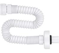 Gusmigus Siphon Lavabo G1 1/4" et G1 1/2" avec Joint Torique. (Blanc) | Syphon Lavabo Salle de Bain, Siphon Evier Avec Fil d'Acier Encastré, Tuyau Flexible Extensible 308-940 mm.