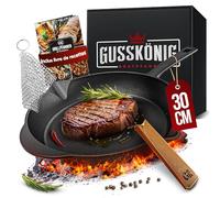Gusskönig Poele en Fonte 30cm - Poele Fonte Naturelle - Poele Fonte Induction - Poele Grill Fonte - Cast Iron Pan - Poêle en Fonte Induction