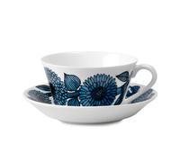 Gustafsbergs Porslinsfabrik Tasse à thé évasée Aster bleue Tasse + soucoupe