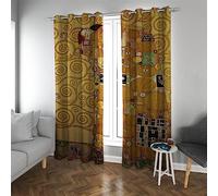 Gustav Klimt Art Peinture Rideaux Occultants pour Salon 2 Panneaux Set Golden Abstrait Esthétique Œillet Rideaux Thermiques pour Chambre 140x160cm