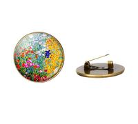 Gustav Klimt - Broche en verre avec cabochon en cuivre - Pour femme et homme - Style punk - En acier inoxydable, Verre