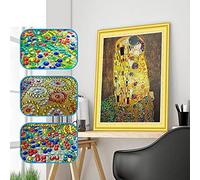 Gustav Klimt Grande peinture au diamant 40 x 50 cm - DIY Diamond Painting 5D Kit complet avec diamants en cristal de forme spéciale - Peinture diamant de cristaux partiels - sans cadre (Baiser)