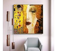 Gustav Klimt larmes d'or et baiser peintures sur toile Art mural photos imprimées peinture célèbre art classique décor à la maison 80x80cm (31.5x31.5in) avec Cadre