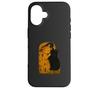Gustav Klimt The Kiss Cat Parodie Art Nouveau Funny Cats Coque pour iPhone 16