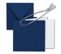 Gustav NEUSER® Lot de 75 cartes pliantes carrées 15 x 15 cm - avec enveloppes & feuilles d'insertion & ruban - Bleu nuit - pour cartes d'invitation dorées, mariage, Noël - par Gustav Neuser
