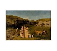 Gustave Courbet Young Ladies of The Village Poster sur toile Décoration murale pour salon, chambre à coucher 40 x 60 cm