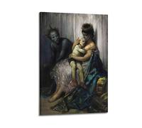 Gustave Dore Impression sur toile représentant la famille des acrobates de rue et l'enfant blessé 40 x 60 cm