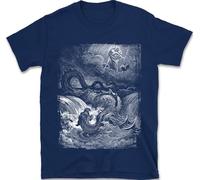 Gustave Dore Leviathan Biblical Art Tee (M, Navy)