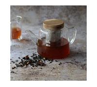 GUSTAVE Théière en verre borosilicate bouchon bois 1L OGO