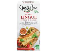 GUSTI AMO BIO - Grissini lingue à l'huile d'olive - Format Lingue (Plat et Large) · Croustillante et Fine · Fabrication Artisanale en Italie - la boite de 120g - Le Lot De 4