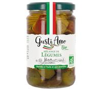 GUSTI AMO BIO Mélange de légumes bio en bocal verre 280g - Artichauts, tomates séchées, poivrons et olives marinés à l'huile d'olive et aromates - Apéritif italien authentique - Lot de 3