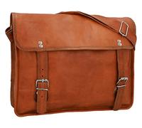 Gusti John - Sacoche en cuir pour ordinateur portable 15,4" - Sac d'affaires et sac à bandoulière pour homme et femme - Marron