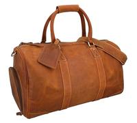 Gusti Leder Davide Weekender Sac de voyage pour homme et femme avec compartiment à chaussures - En cuir - Marron